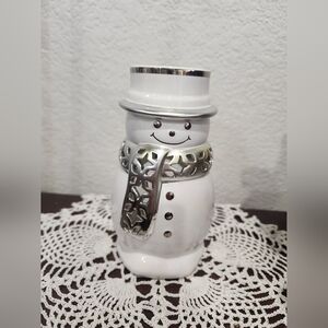 Silver and White Snowman Luminary Figurine Harry Slatkin Collection 2009